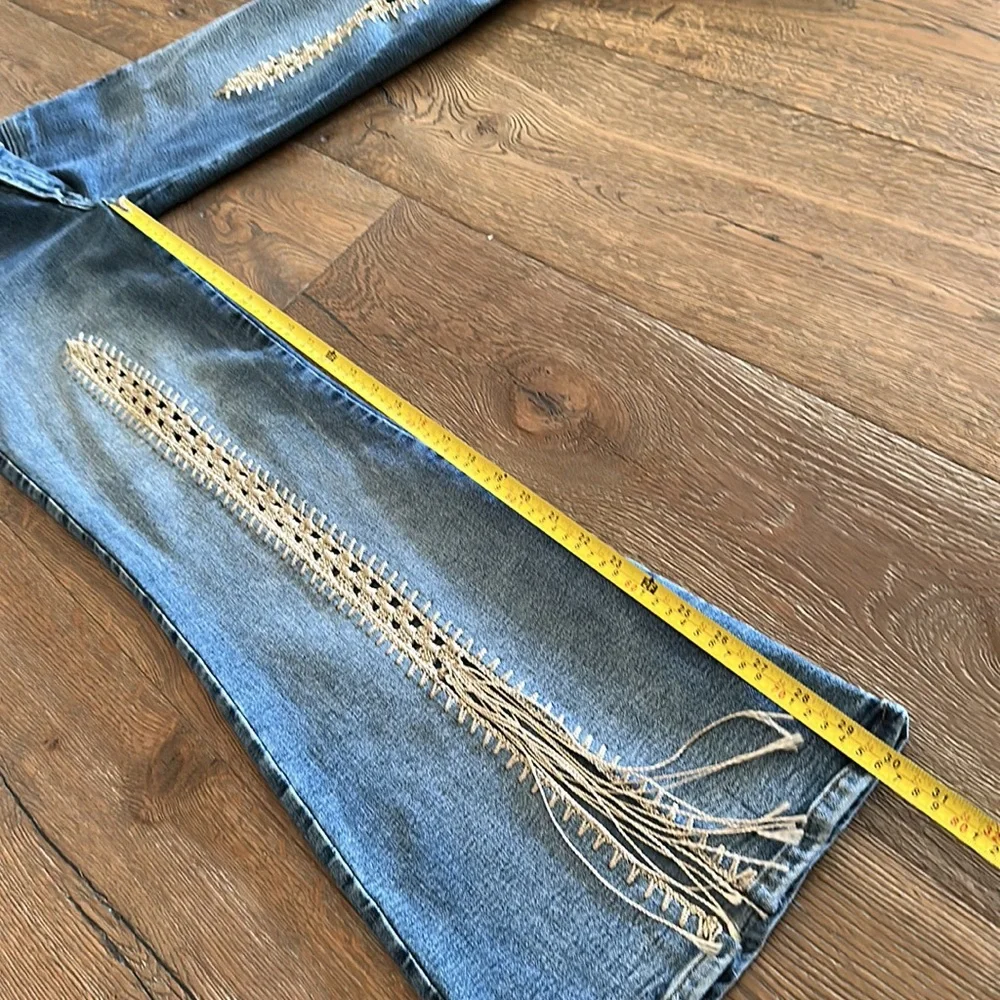 Vintage Y2K crochet corset flare jeans low waisted Paris Hilton 90s EUC Denim - Picture 12 of 16